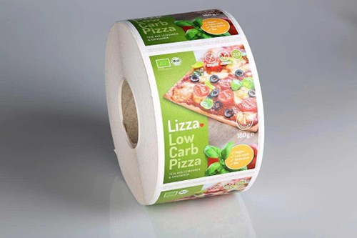Adhesive label roll in color green