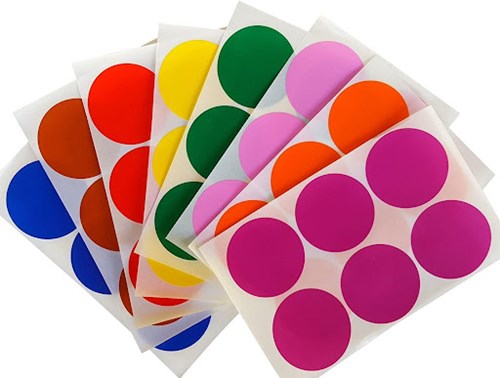 Sticker labels in different colors