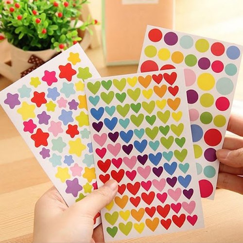 Colorful stickers in different shapes