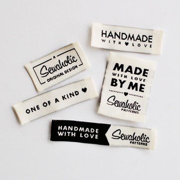 fabric labels in black and white color
