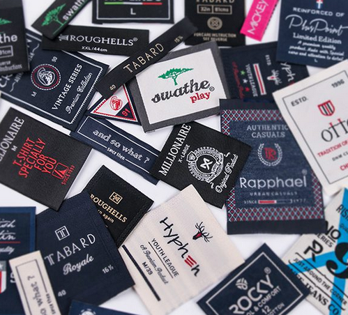 Black-themed woven labels