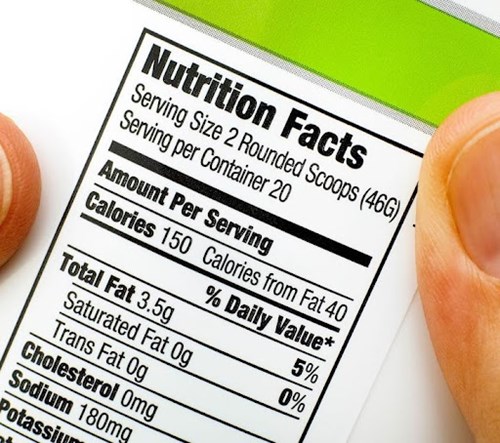 Nutrition label on a can