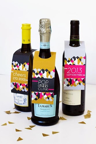 Wine bottles with bottle neck labels
